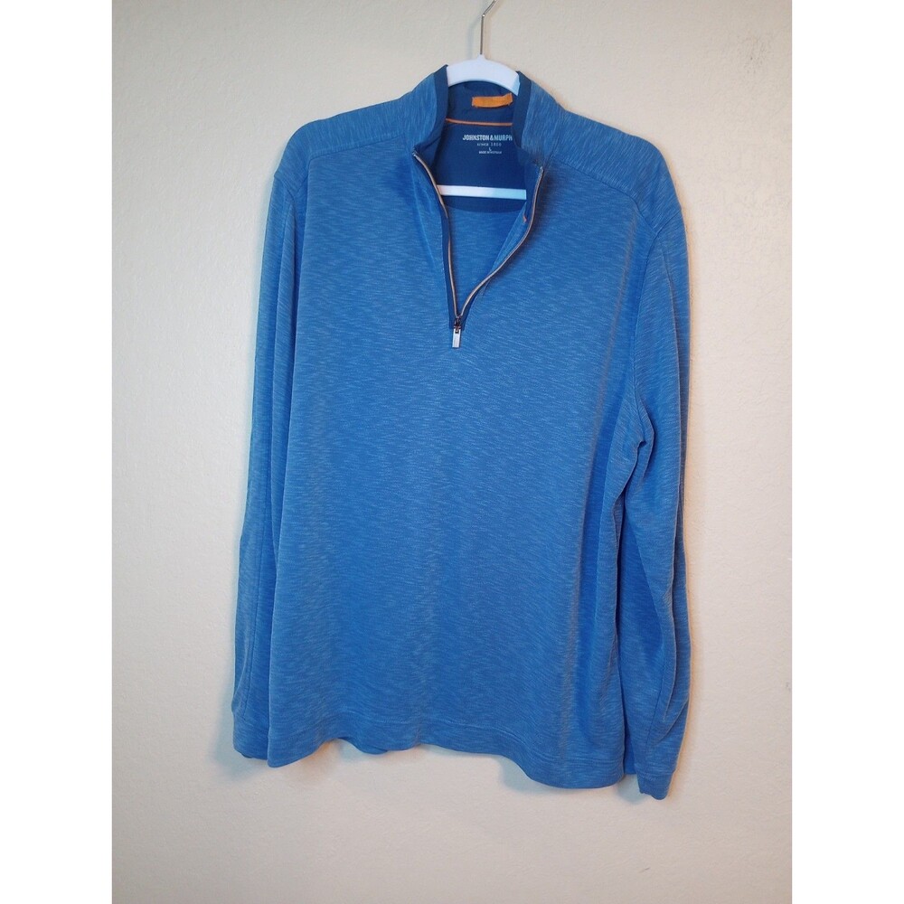 Johnston & Murphy Sweater Mens L Quarter Zip Sweatshirt Fleece Preppy Minimalist